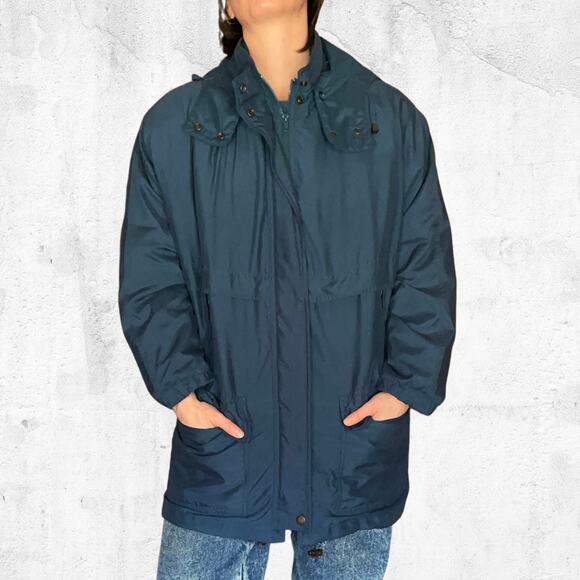 Vintage Winter Coat - Towne by London Fog - Green Oversize Grunge Small GUC - Picture 1 of 10